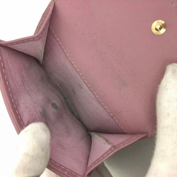 Authentic Christian Dior Cannage Leather Compact Trifold Wallet W/ Charm Pink - Picture 9 of 9